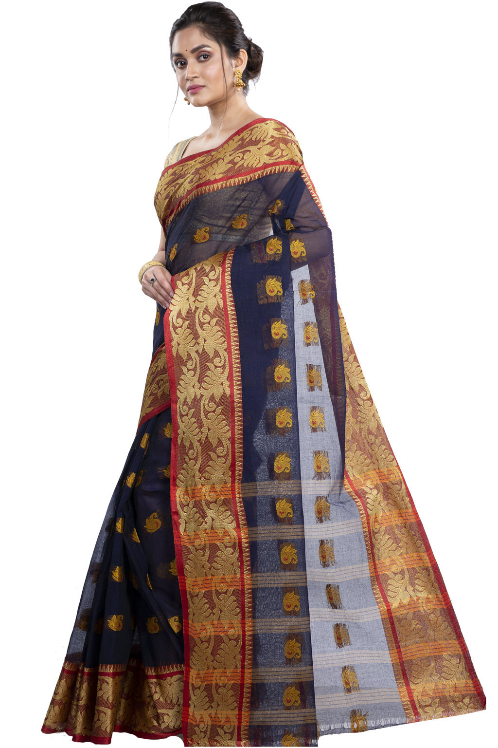 Naby Blue Pure Cotton HasFul Tant Saree (787)